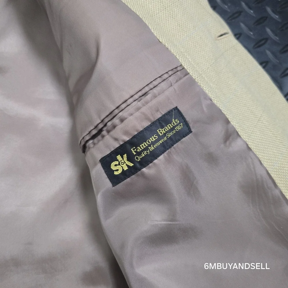 Jones New York‎ Silk Wool Blazer 44R Tan Sport Coat Classic Tailored Jacket
